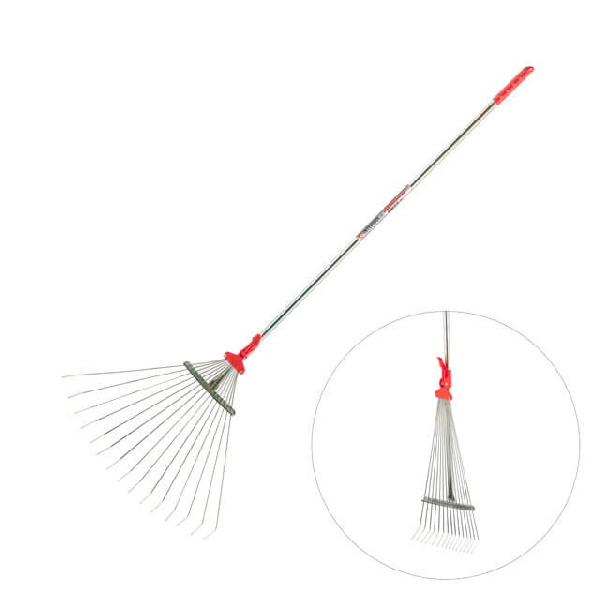 Грабли веерные 15 прутьев, металлическая рукоятка, регулировка ширины 20-65 см.