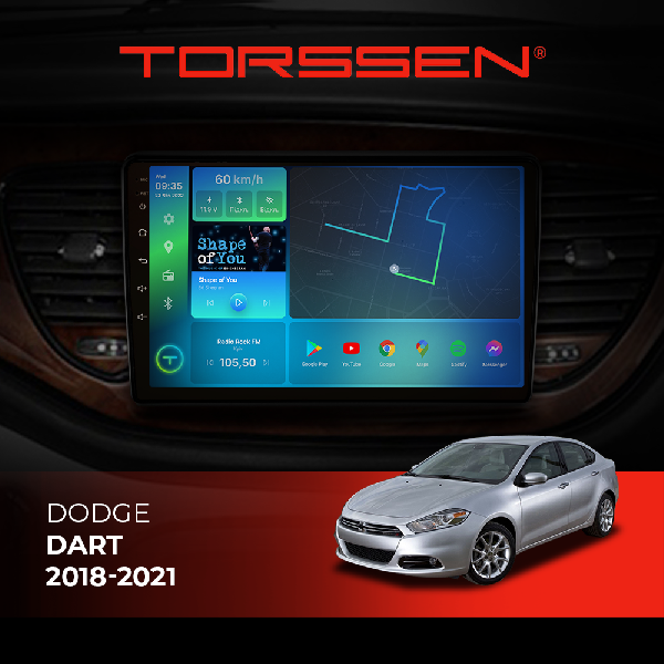 Штатна магнітола Torssen Dodge Dart 2018-2021 F9232 4G Carplay DSP