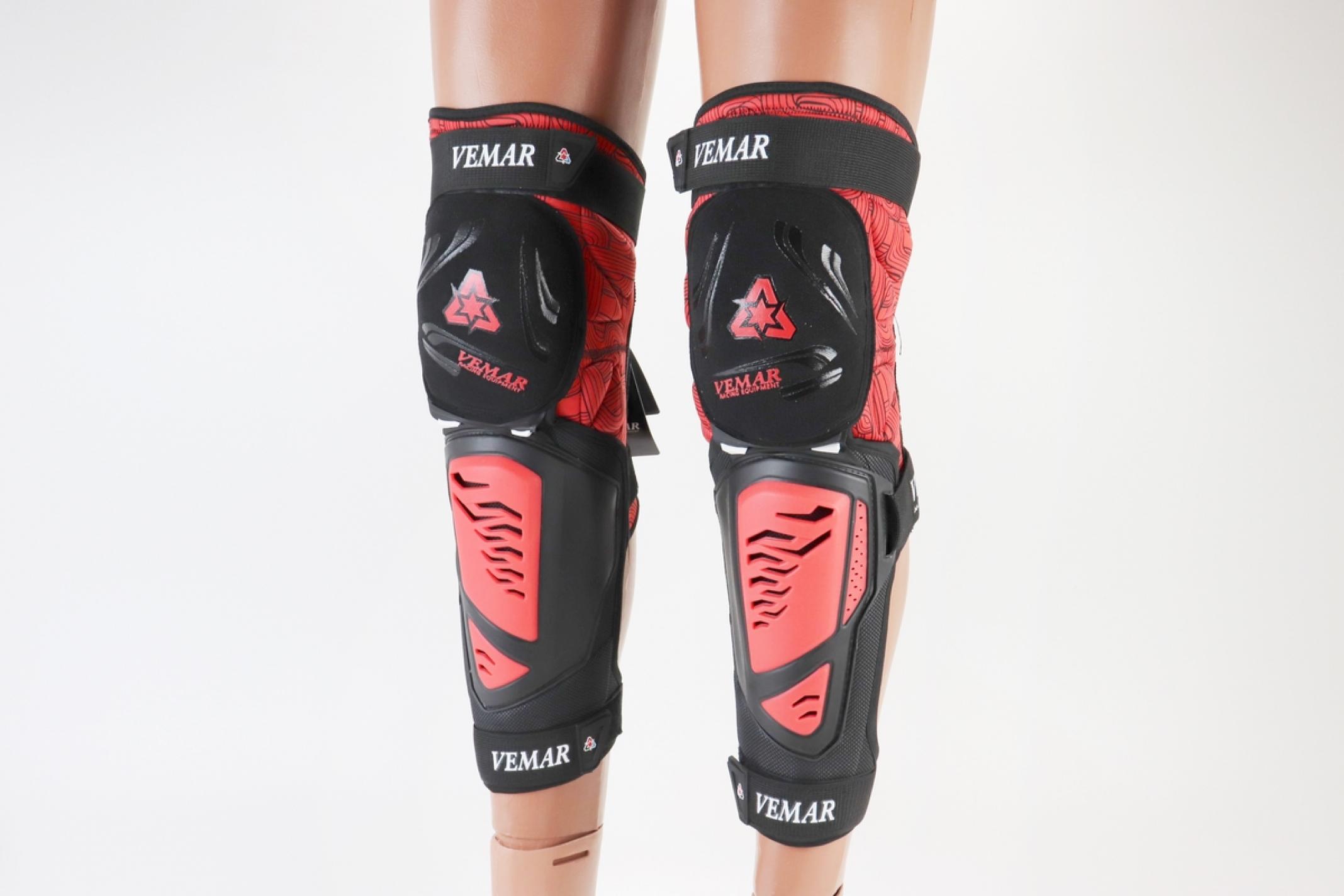 Наколенники защитные (колено+голень) к-кт 2шт, Чёрно-Красные, тип 1 KS