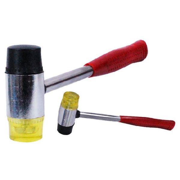 Молоток рихтовочный 35мм с металлической рукояткой, резиновый и полиуретановый сменные бойки. GHI