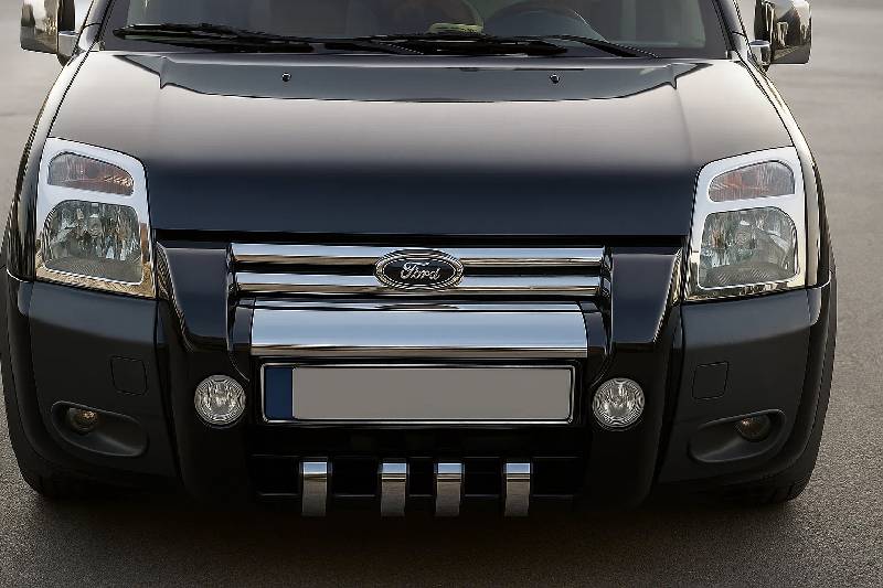 Накладки на фари (2 шт, нерж.) OmsaLine - Хромований пластик Ford Connect 2010-2013 рр.