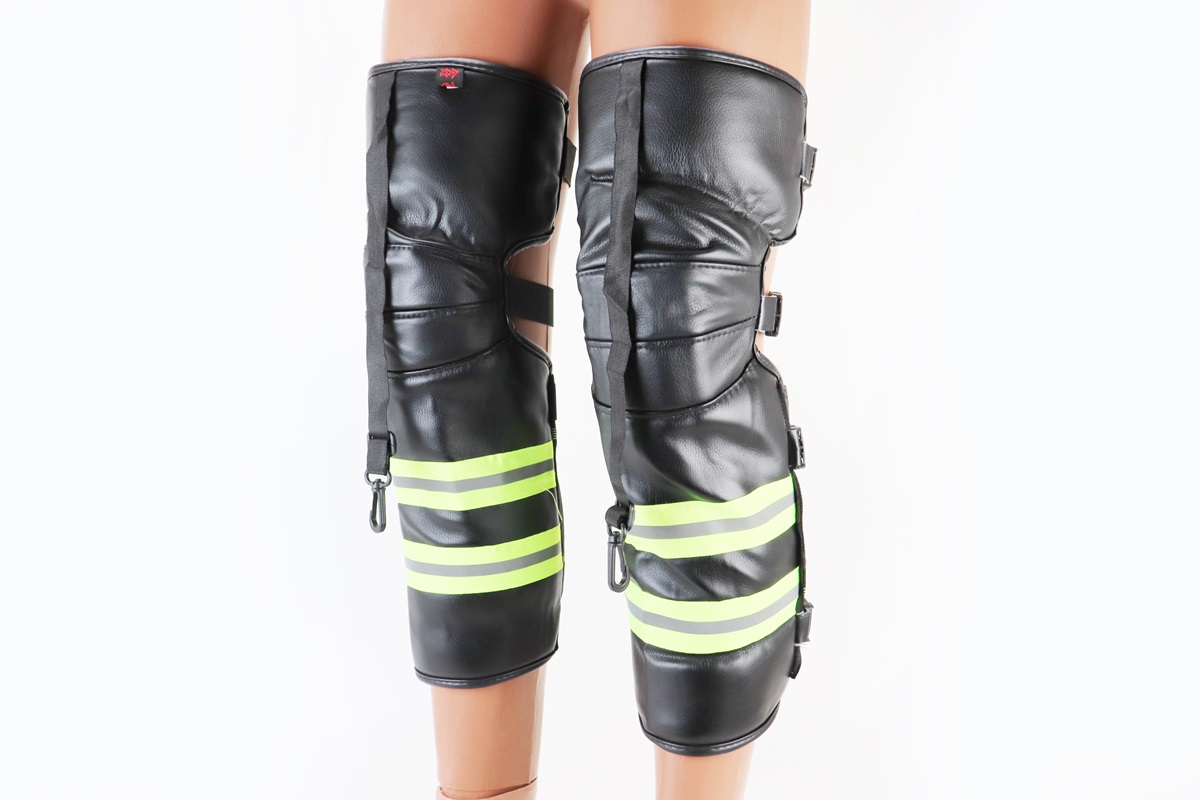 Наколенники защитные, утепленные (колено+голень) к-кт 2шт, Чёрные со светоотражающей полосой KS