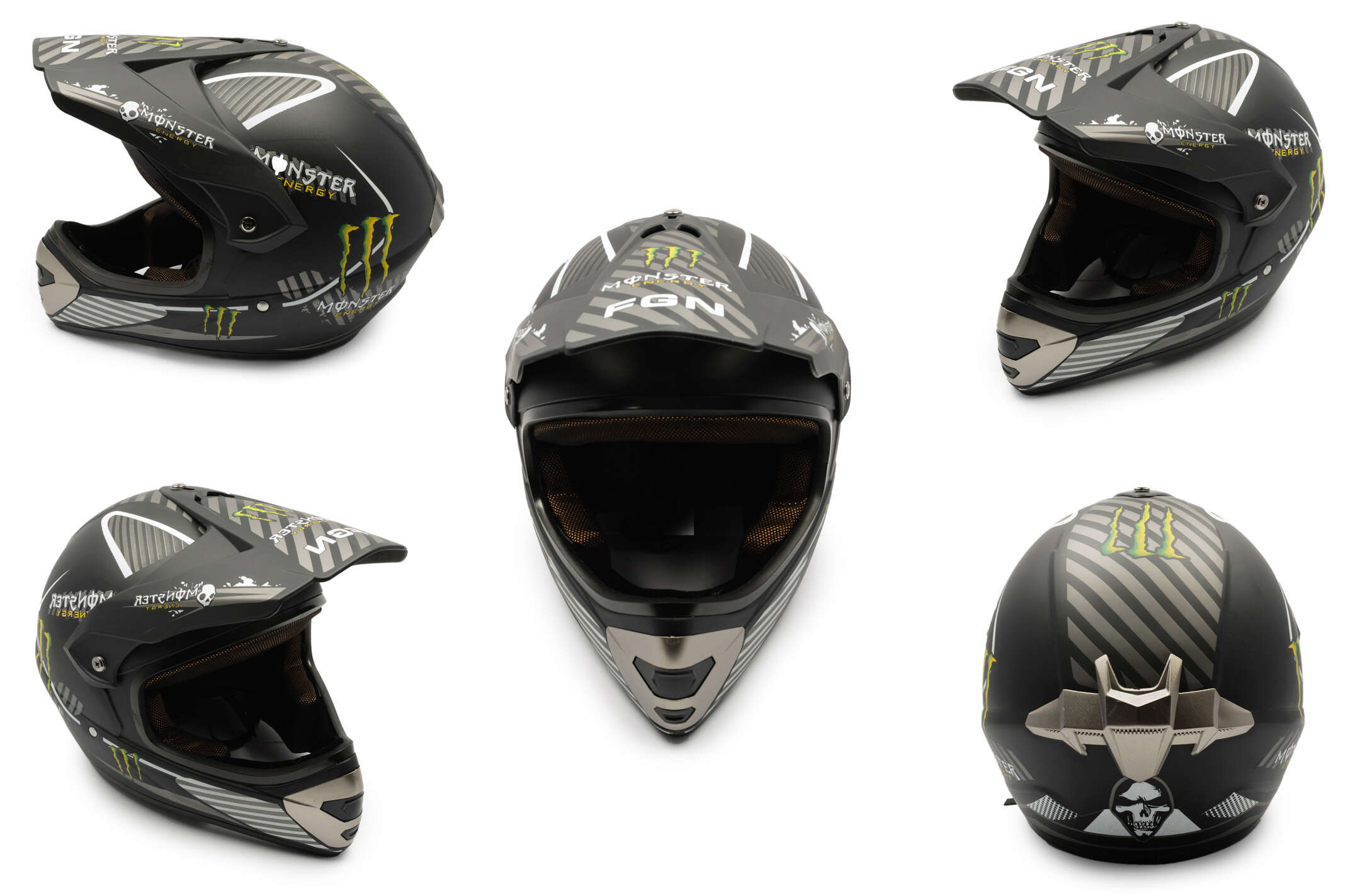 Шолом кросовий (mod: Skull) (size: XL, чорний матовий) MONSTER ENERGY