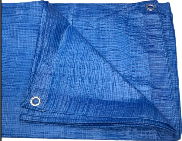 Тент синий, полиэтиленовый, плотностью 65г/м², с ушками и двусторонней ламинацией, 2х3м