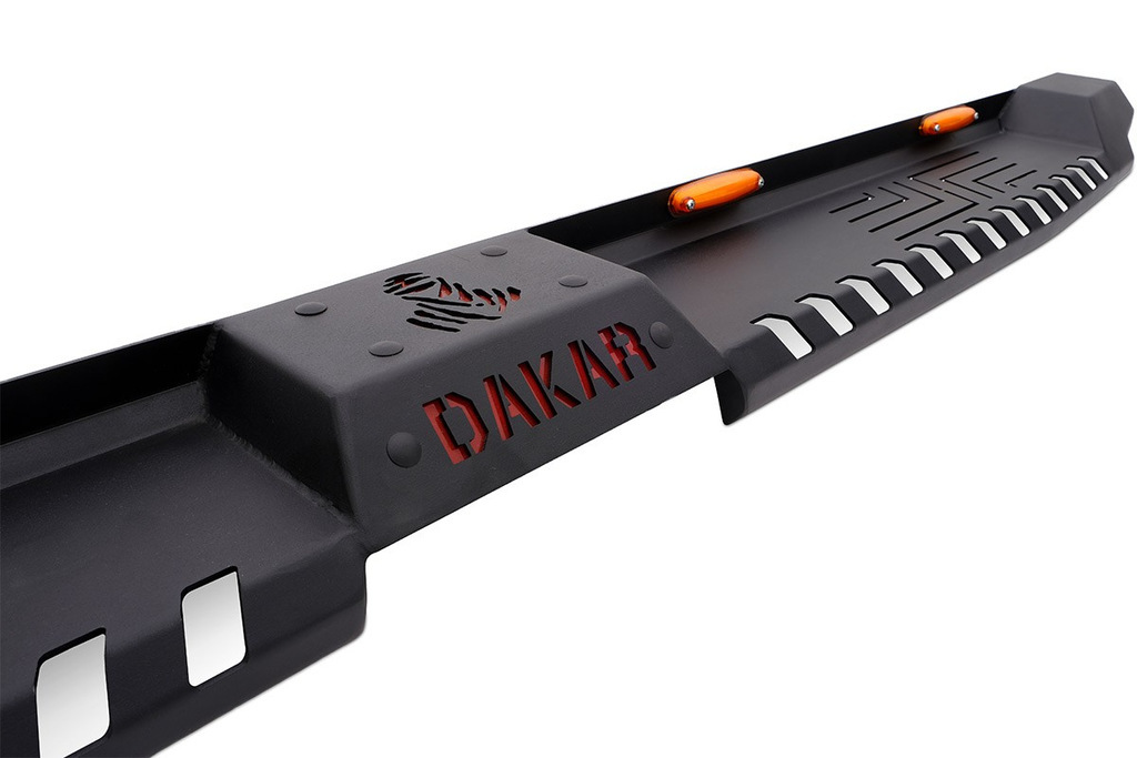 Бокові пороги Dakar V2 з LED (2 шт, метал) для Toyota Hilux 2015- рр