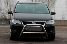 Кенгурятник WT003 (нерж) 60 мм, з написом Volkswagen Touran 2003-2010 рр.