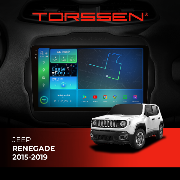 Штатна магнітола Torssen 2K Jeep Renegade 15-19 FL9 4+64Gb 4G Carplay DSP