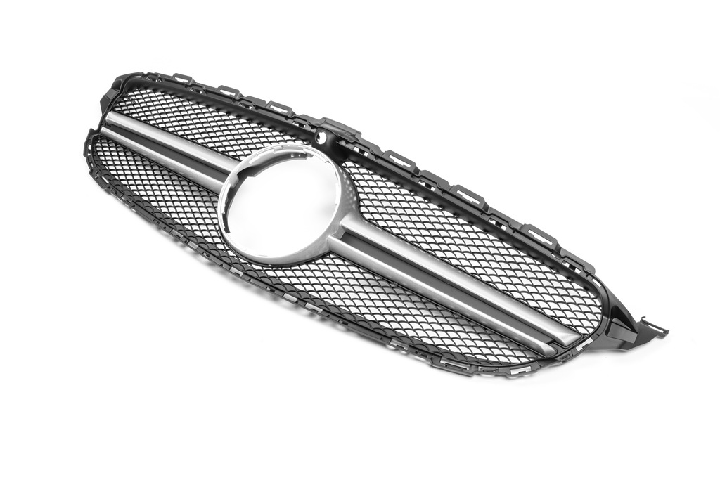 Передня решітка AMG Silver (для Avantgarde/AMG-Line/C43 AMG) 2014-2018, без камери для Mercedes C-сlass W205 рр