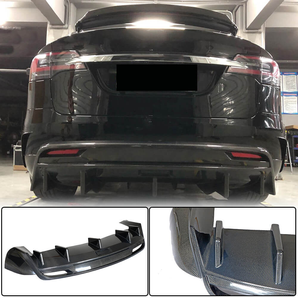 Дифузор заднього бампера (2015-2021, Карбон) Tesla Model X 2015- гг.
