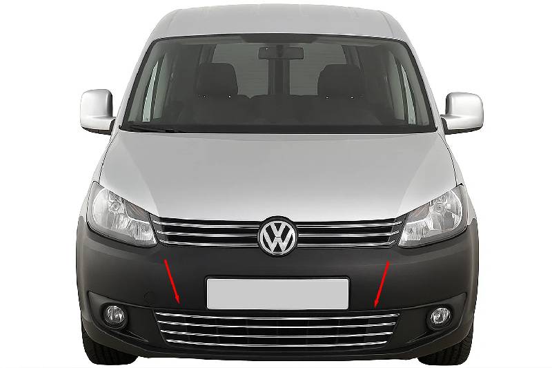 Цілісна решітка в бампер (нерж) Volkswagen Caddy 2010-2015 рр.