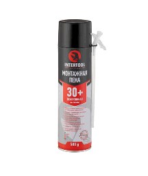 Піна монтажна, всесезонна, 500 мл/500 г, 30+ л, трубочка INTERTOOL