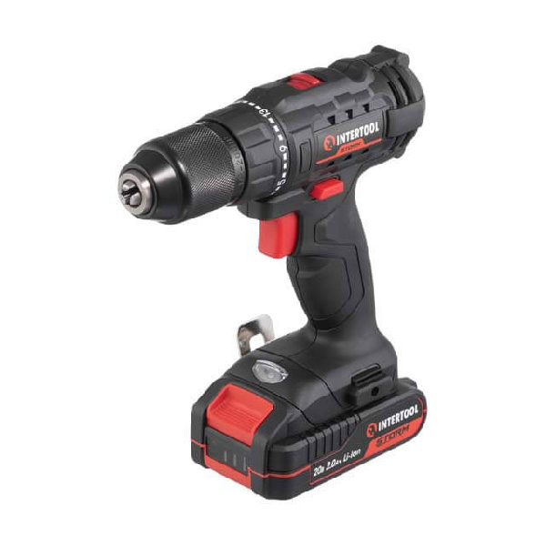 Дрель-шуруповерт аккумуляторный 20 В, 35 Nm, 0-450/0-1500 об/мин, 2-13 мм, Li-Ion, 2.0 Ач, ЗУ 2 А, кейс