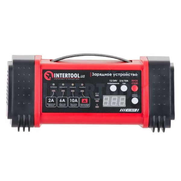 Зарядное устройство 12/24В, 2/6/10А, 2/6A, 230В, дисплей INTERTOOL