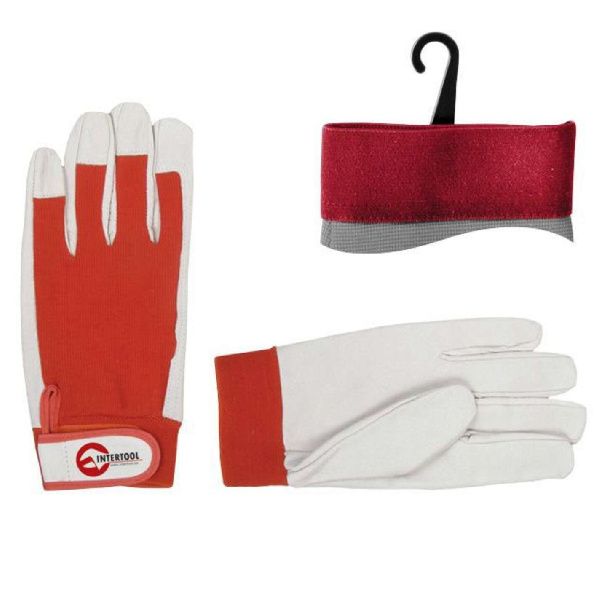 Перчатка комбинированная из кожи и ткани 10 эластичный манжет на липучке