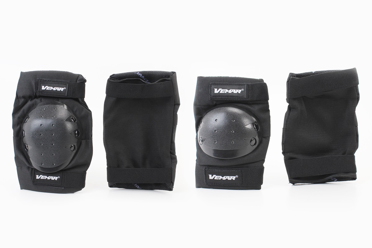 Наколенники + налокотники защитные (пластик) к-кт 4шт, Чёрные, S-183 KS