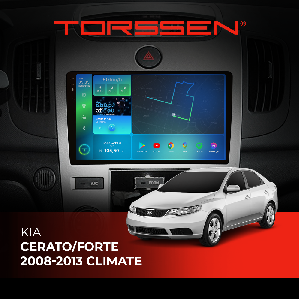 Штатна магнітола Torssen 2K Kia Cerato/Forte 08-13 F9464 4G climate