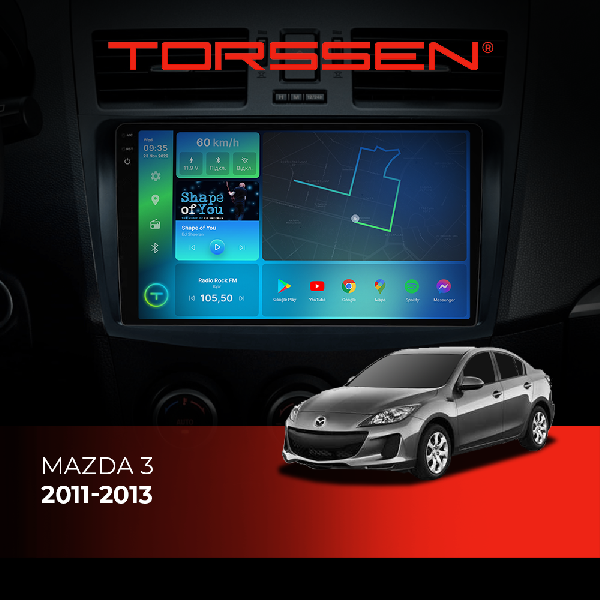 Штатна магнітола Torssen 2K Mazda 3 11-13 F9232 4G Carplay DSP
