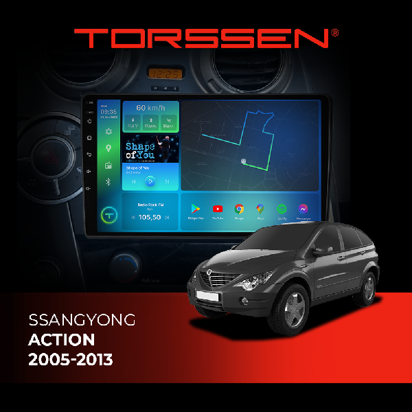 Штатна магнітола Torssen SsangYong Action 05-13 F9232 4G Carplay DSP