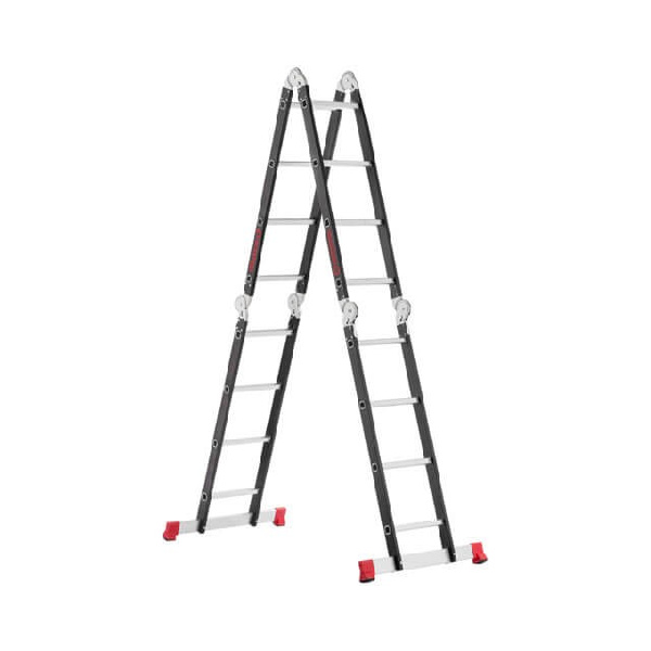 Лестница многофункциональная трансформер 4х4 ступеньки, стальной профиль, 4450мм, 150 кг.