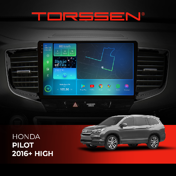 Штатна магнітола Torssen 2K Honda Pilot 16+ High F10464 4G Carplay DSP