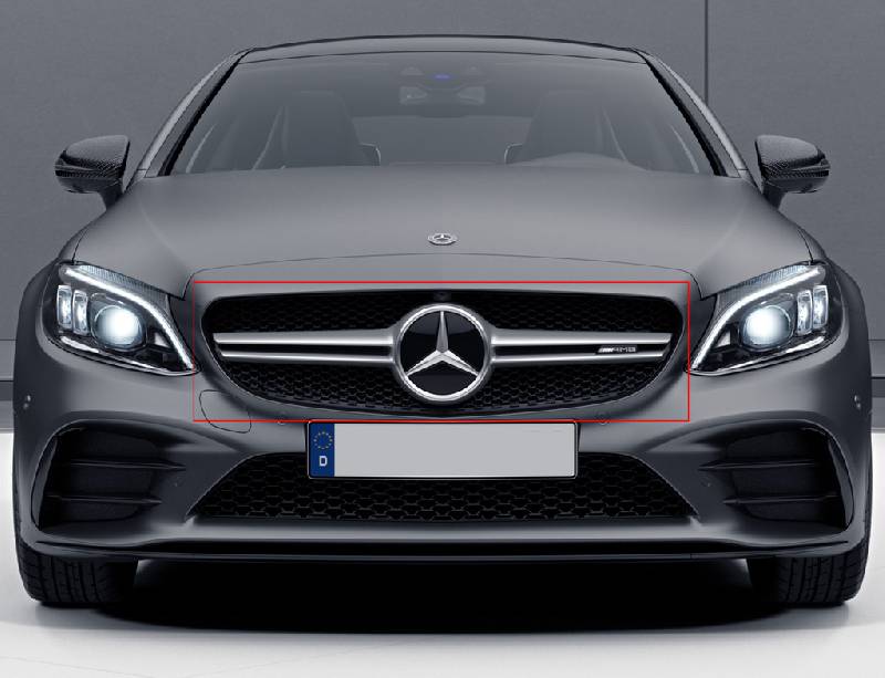 Передня решітка AMG Silver (для Avantgarde/AMG-Line/C43 AMG) 2014-2018, з камерою Mercedes C-сlass W205 2014-2021 рр.