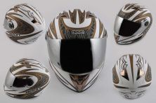 Шлем-интеграл (mod:B-500) (size:M, бело-серый, зеркальный визор, BLADE) BEON