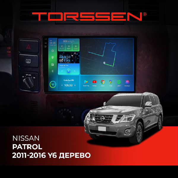 Штатна магнітола Torssen 2K Nissan Patrol 11-16 Y6 дерево F96128 4G Carplay DSP