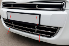 Решітка цілісна (нерж) 2008-2012 Peugeot Partner Tepee 2008-2018 рр.