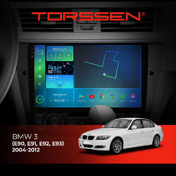 Штатна магнітола Torssen 2K BMW 3 (E90, E91, E92, E93) 04-12 FL9 4+64Gb 4G Carplay DSP