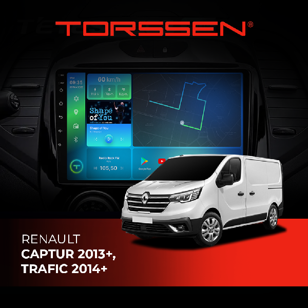 Штатна магнітола Torssen Renault Captur 2013+, Trafic 2014+ F9232 4G Carplay DSP